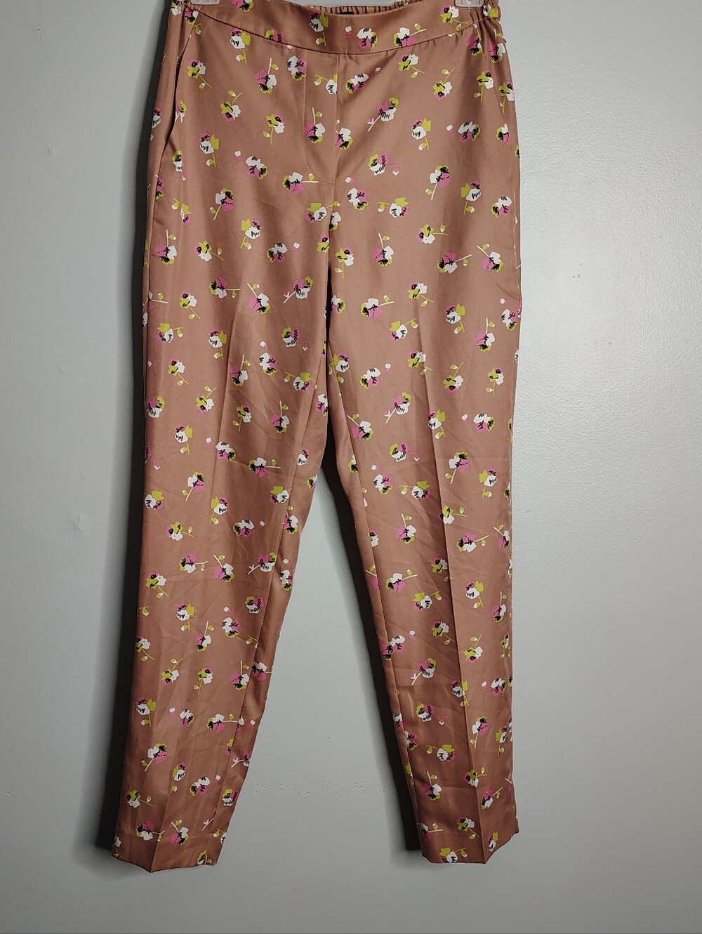 J. Crew Falling Pansies Pink Blush Pull On Trouser Pants Women Size 2 New